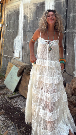 BASTIAN blanco, vestido largo