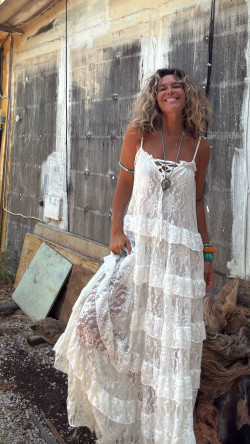 BASTIAN blanco, vestido largo