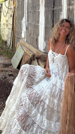 BASTIAN blanco, vestido largo