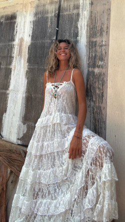 BASTIAN blanco, vestido largo