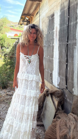 BASTIAN blanco, vestido largo