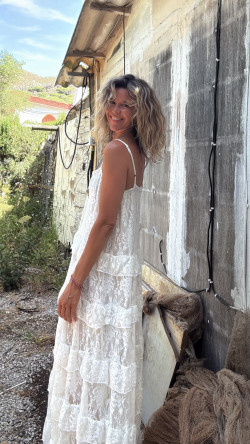 BASTIAN blanco, vestido largo