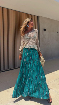VANJA falda larga, verde