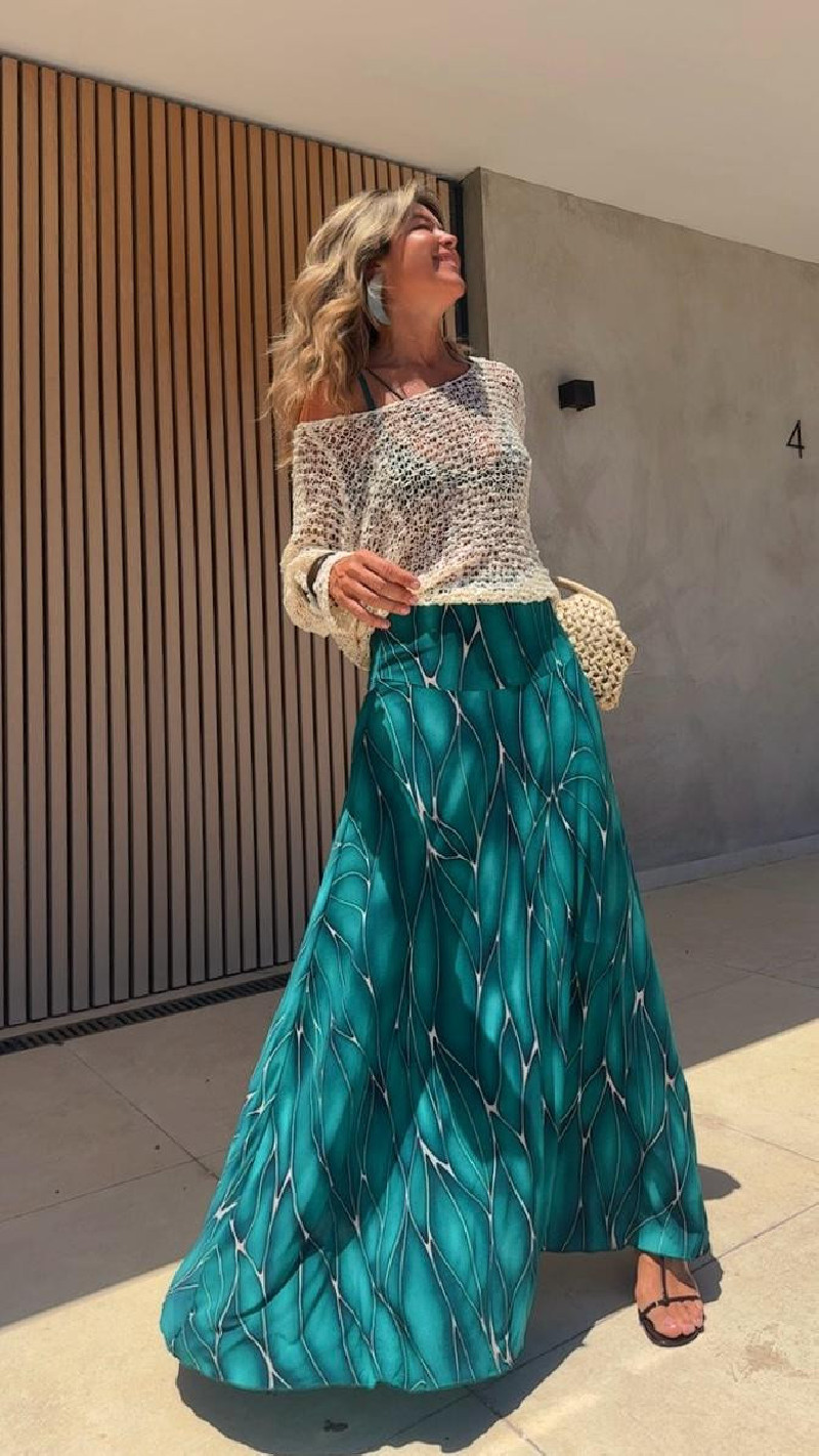 VANJA falda larga, verde