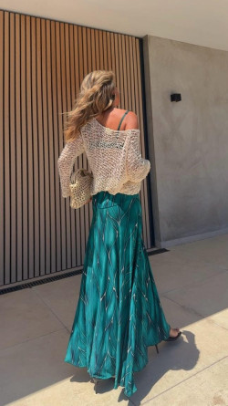 VANJA falda larga, verde
