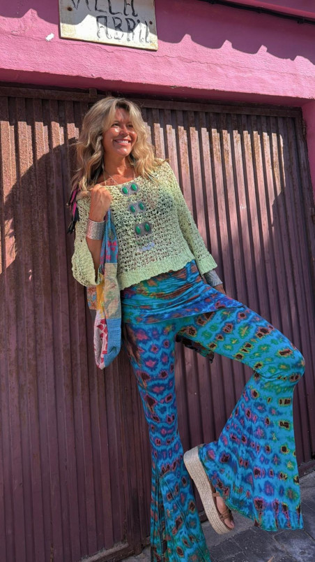 ENIA pantalón con sobre falda, tie turquesa