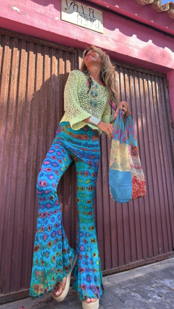 ENIA pantalón con sobre falda, tie turquesa