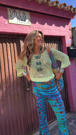 ENIA pantalón con sobre falda, tie turquesa