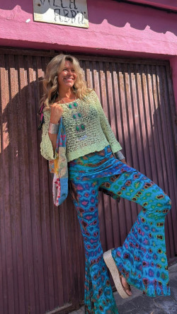 ENIA pantalón con sobre falda, tie turquesa