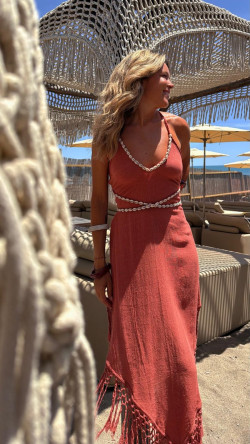 RUBI vestido picos, teja