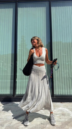 NOTE falda larga, gris