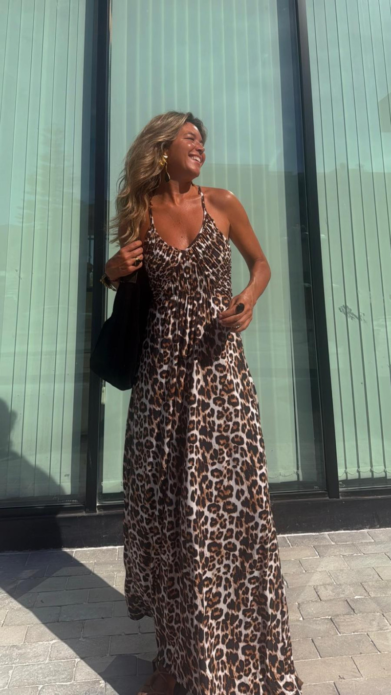 INDRA vestido largo leopardo