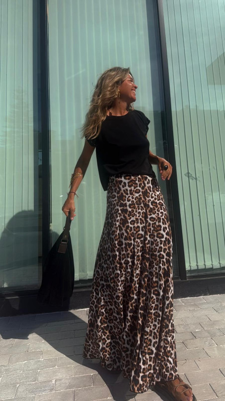 VANJA falda larga, leopardo