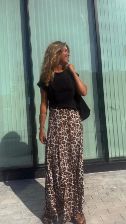 VANJA falda larga, leopardo