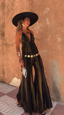 JALEBI pantalón, negro/dorado