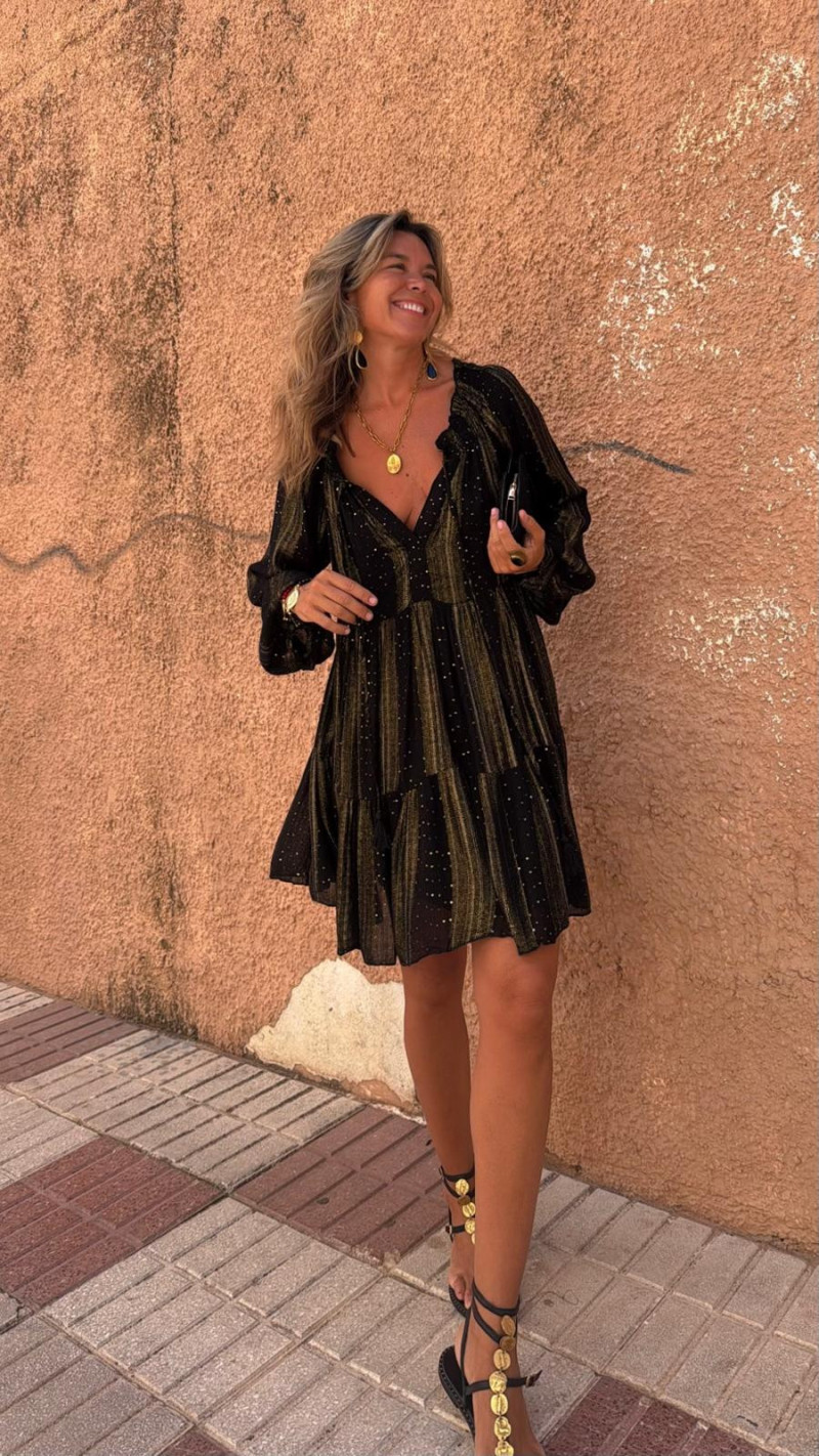 PANELA vestido corto, negro/dorado
