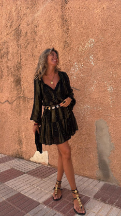 PANELA vestido corto, negro/dorado