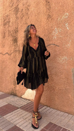 PANELA vestido corto, negro/dorado