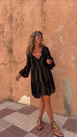 PANELA vestido corto, negro/dorado