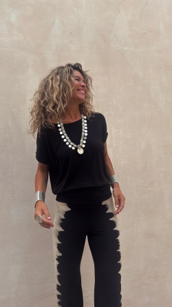 IXORA , pantalón acampanado tie piedra / negro