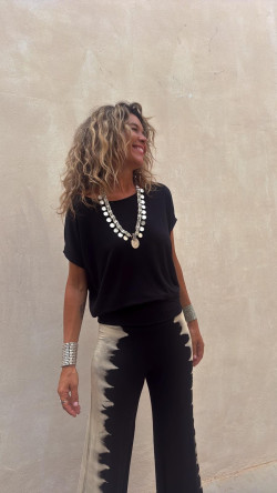 IXORA , pantalón acampanado tie piedra / negro