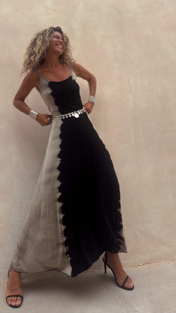 DIVA, vestido largo tie dye piedra/negro