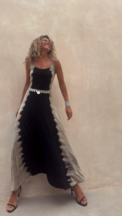 DIVA, vestido largo tie dye piedra/negro