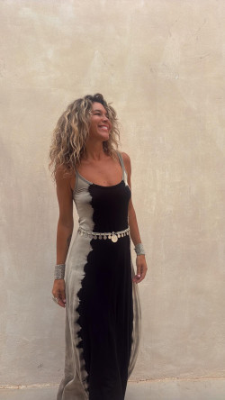 DIVA, vestido largo tie dye piedra/negro