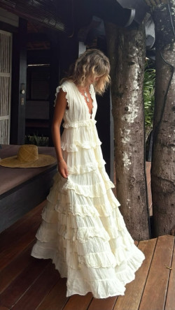 FURIS, Vestido Largo Hueso