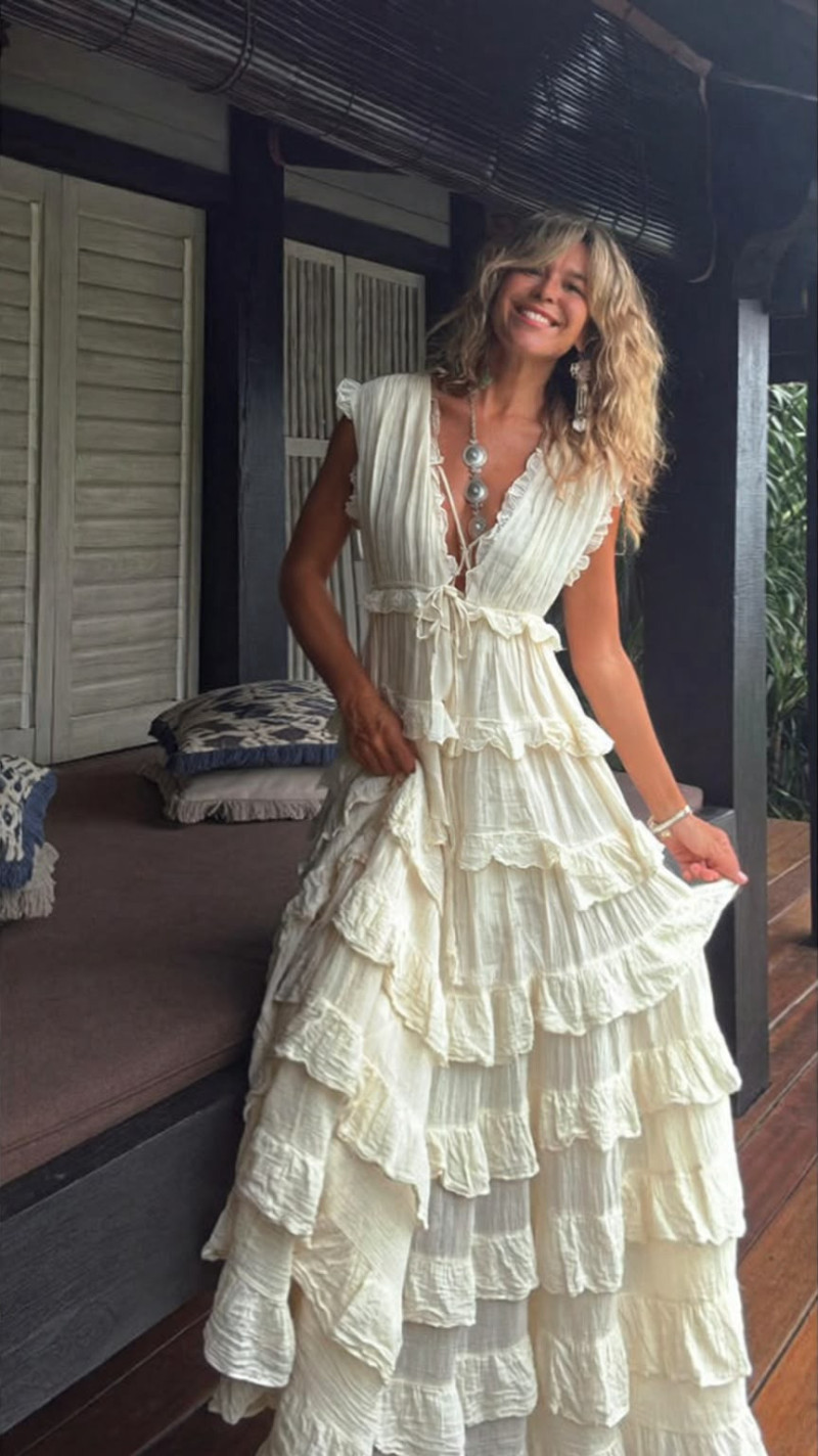 FURIS, Vestido Largo Hueso