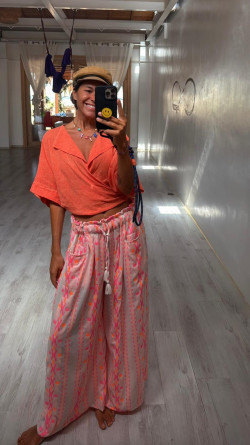 ALADIN pantalón blanco/fluor