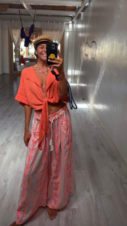 ALADIN pantalón blanco/fluor