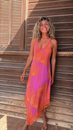 RONDA vestido picos, buganvilla/naranja