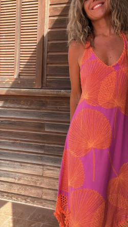 RONDA vestido picos, buganvilla/naranja