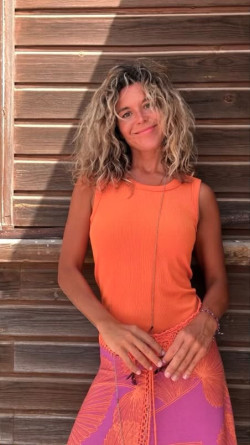 VERA falda asimétrica, buganvilla/naranja