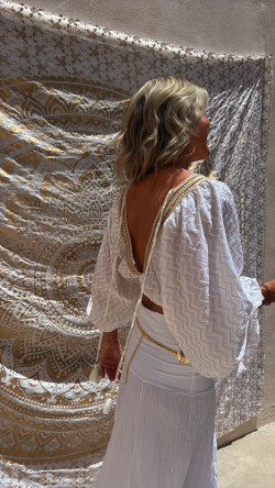 KRIPAN blanco/dorado, top
