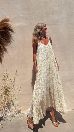 SONEVA vestido largo, hueso