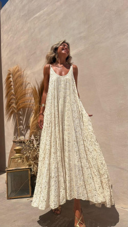 SONEVA vestido largo, hueso