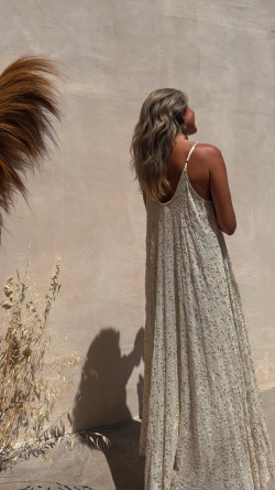 SONEVA vestido largo, hueso