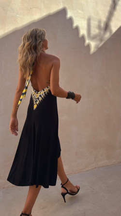 ANNURI vestido tie amarillo