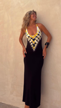 MONTESORI vestido largo, amarillo tie