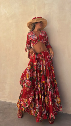 MERIT Conjunto, rojo estampado