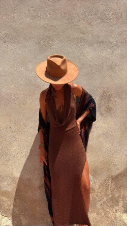 BEQUIA, Chocolate Vestido Lurex