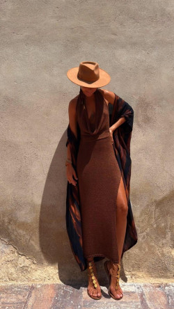 BEQUIA, Chocolate Vestido Lurex