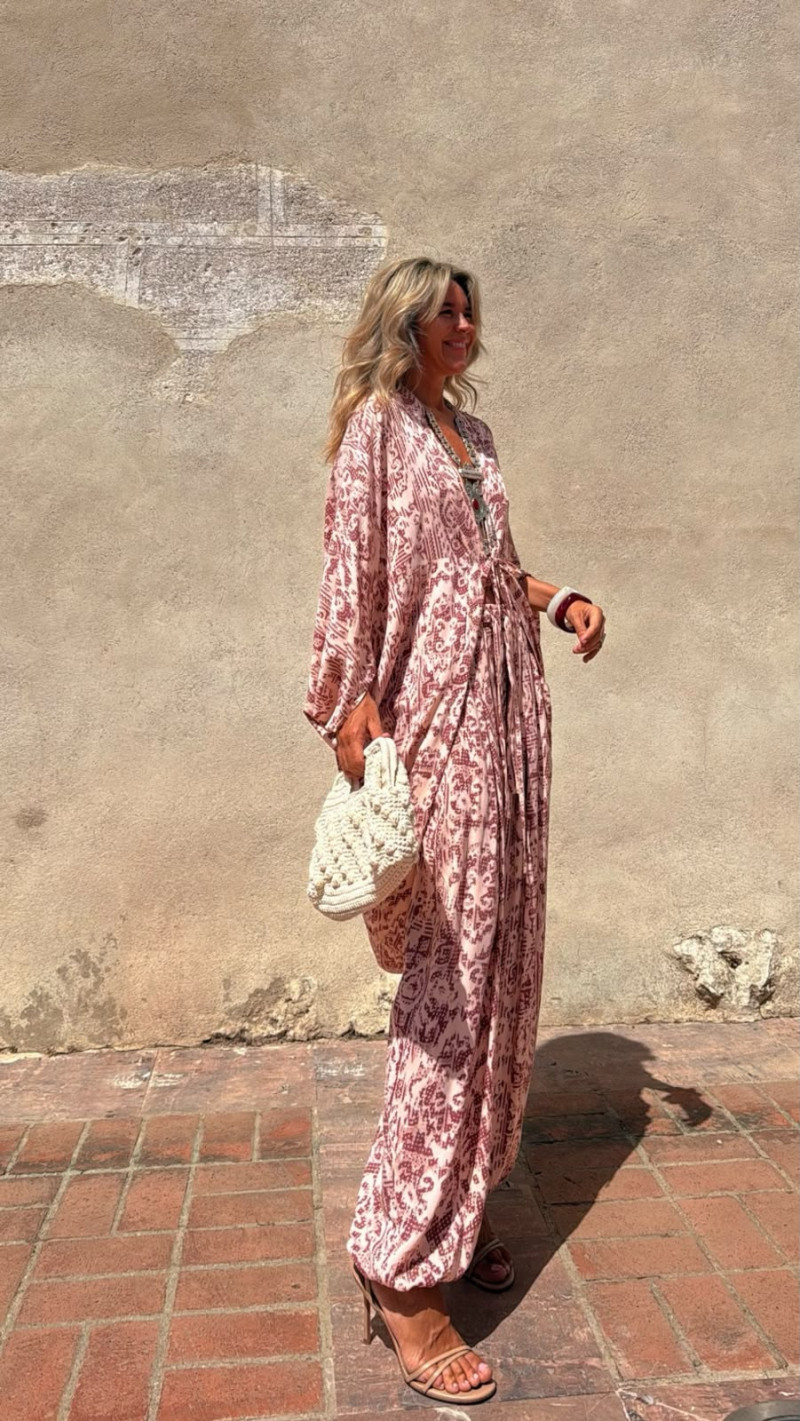 CASARES pantalón. rosa/burdeos