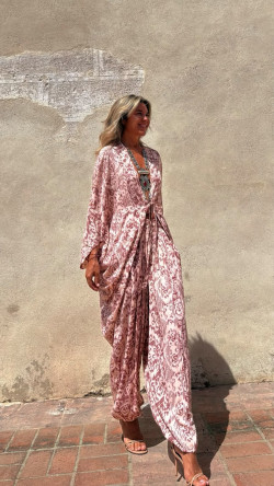 CASARES pantalón. rosa/burdeos