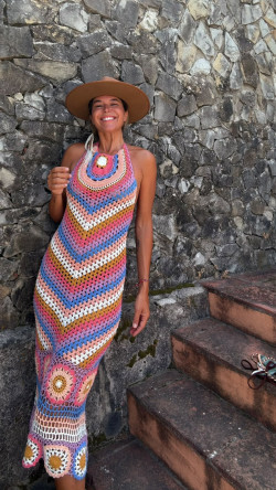 CROBAT blanco, vestido crochet largo