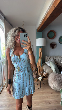 NIL celeste/marrón, vestido corto