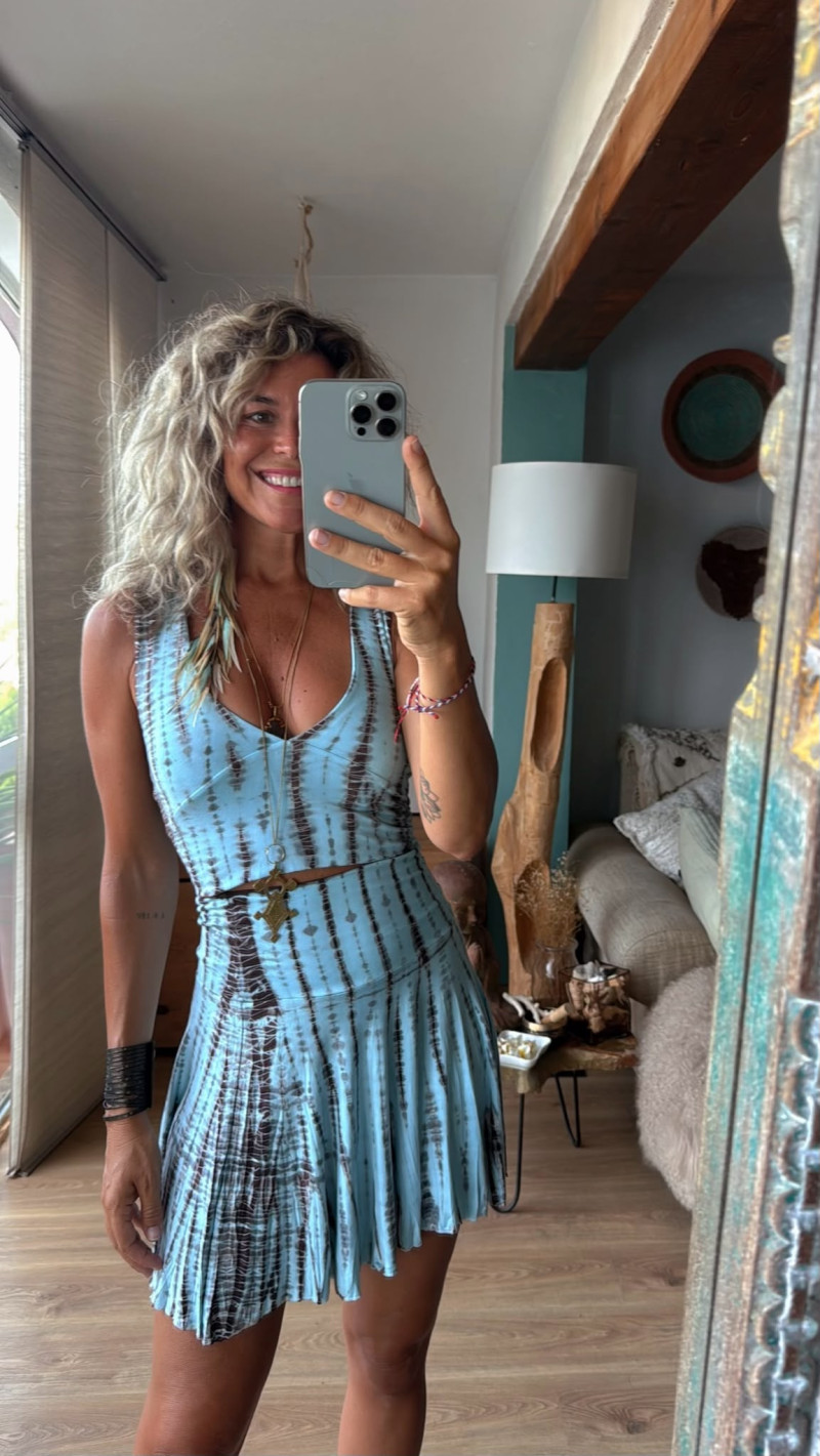 JAZMIN celeste/marrón, top
