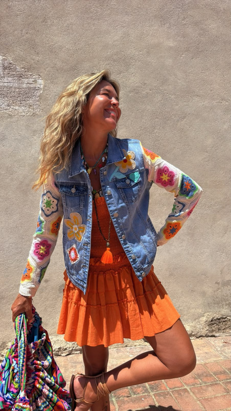 FUNNY, Chaqueta Crochet Azul
